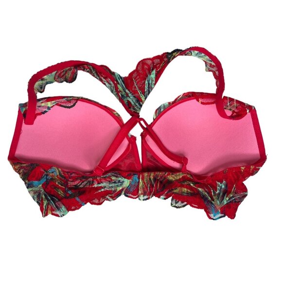 Pink Victorias Secret Date Push Up Bra Bralette Small Red Sexy Lace Padded - Picture 2 of 12